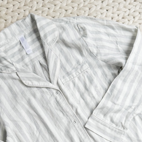 Stars Above Gray Stripe Flannel Sleep Shirt XS - Picture 3 of 3